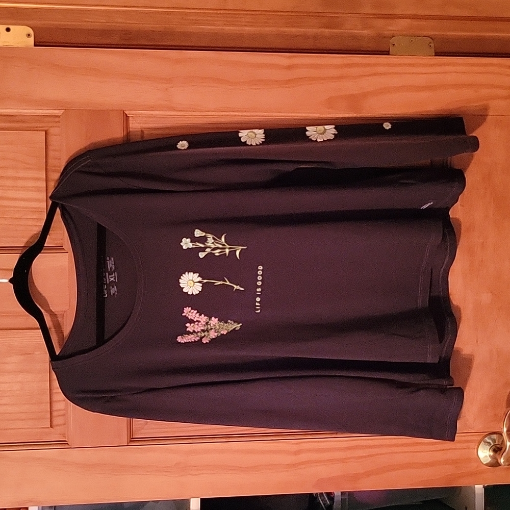 Life is Good Black Ling Sleeve Top